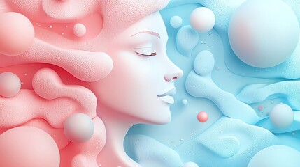 IQ and EQ Leader skills Dreamy abstract face with colorful fluid shapes.