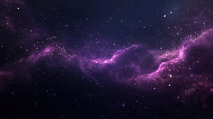 Obraz premium A mesmerizing abstract depiction of a cosmic galaxy with purple nebula clouds and scattered stars on a dark background. This ethereal scene captures the beauty and mystery of deep space.