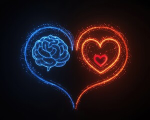 IQ and EQ Leader skills Colorful heart and brain illustration