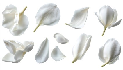White Flower Petals Floating in Gentle Motion
