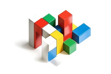 Fototapeta premium Logical thinking and problem solving creative business solution concept, wooden puzzle geometric shape block shape.