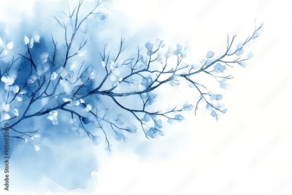 Poster frost covered branches with delicate ice patterns intricate winter