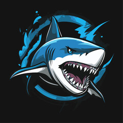 Shark esport gaming mascot logo template Vector