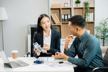 Capturing a cheerful business consultation scene with smiling professionals, perfect for...