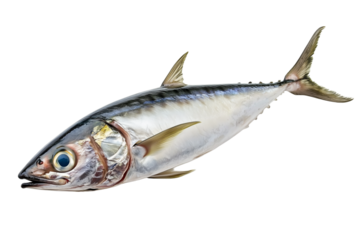 Close-up of a Fresh Mackerel Fish with Scales and Fins