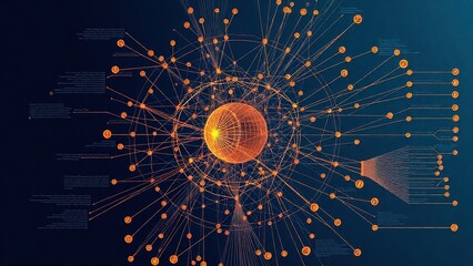 Abstract and technical visualization of natural language processing systems featuring data flows neural networks and language patterns Clean modern tech aesthetics
