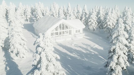 Serene Winter Escape: Cozy Cabin in Snowy Forest for Ultimate Winter Sports Retreats