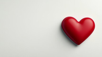 Red 3D heart on a blank white background, symbolizing love, romance, and Valentine's Day. Minimalist composition ideal for themes of affection, passion, and celebration.