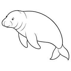 illustration of a dugong isolated