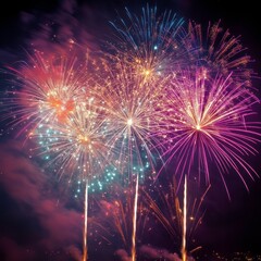 Fototapeta premium New Year festival colorful fireworks