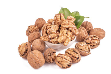 A White Bowl Filled with Shelled Walnuts