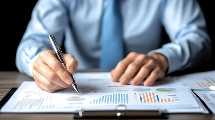 Fototapeta premium Analyzing financial reports a deep dive into data trends and business insights for strategic decision-making