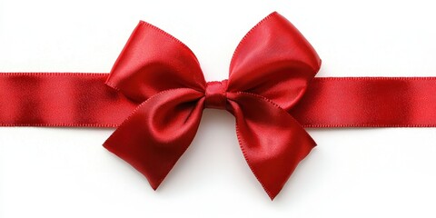 Red Ribbon Bow on White Background