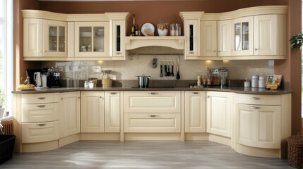 Sleek modern kitchen design with stainless steel appliances, ample counter space, perfect for culinary creations and home entertainment