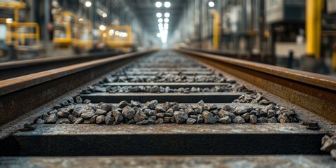 Fototapeta premium Closeup of Railway Tracks and Ballast