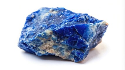 Fototapeta premium Aerial view of lazulite raw mineral on white background