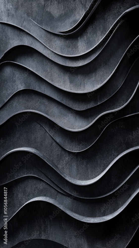 Poster the image is a black and white photograph of a series of lines that are curved