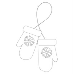 New Year's mittens on a white background