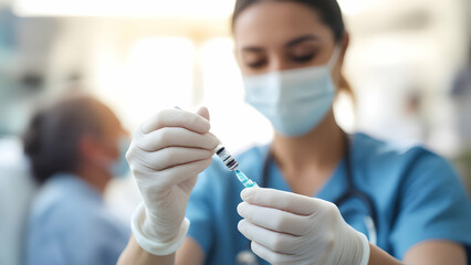 Healthcare Professional Preparing Vaccine Dose - Powered by Adobe