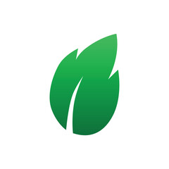 green leaf illustration gradient color icon vector 