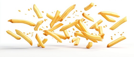 Fototapeta premium Crispy French Fries in Motion