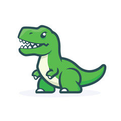 Naklejka premium Simple vector logo of a T-Rex, in green color 