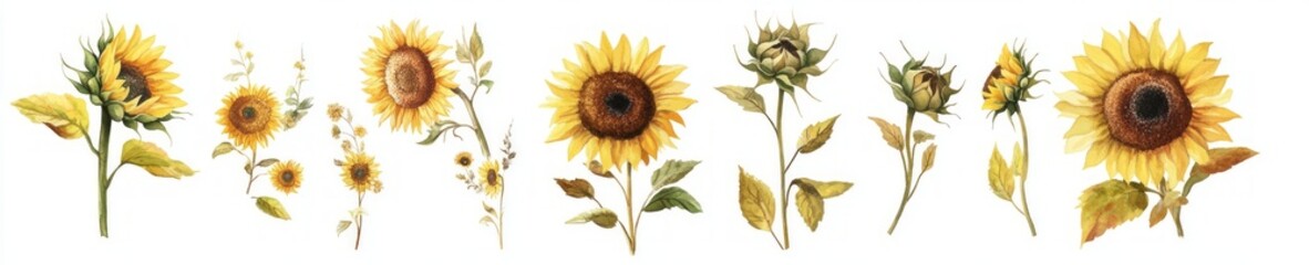 Fototapeta premium Watercolor Sunflowers