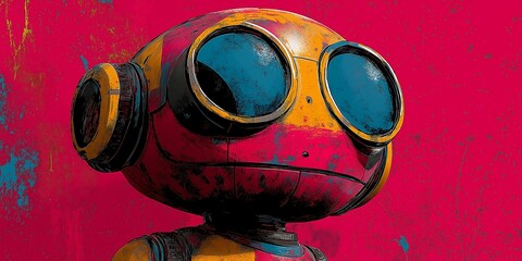 a bot reasoning about Math, pop art style, robot