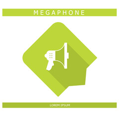 Design icon. Megaphone icon symbol in flat. Megaphone symbol design in flat with shadows. Stock vector.	
