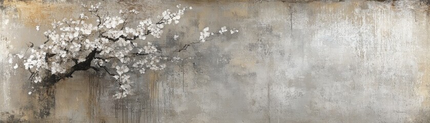 Fototapeta premium Exquisite painting of a white blossoming tree, celebration of nature's beauty and tranquility
