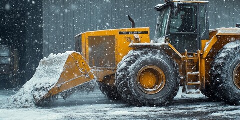 Heavy Loader Removing Snow in Mountain City After Heavy Snowfall