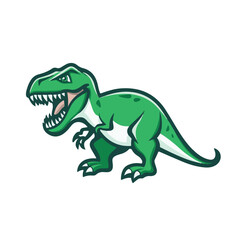 Obraz premium Simple vector logo of a T-Rex, in green color 