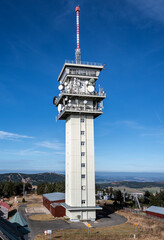 transmitter on the Czech mountain Kl&iacute;novec in the Ore Mountains during the autumn season