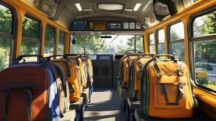 Inside View of School Bus Looking Out the Windows