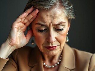 Obraz premium Stunning high resolution photos of a mature elegant woman facepalming. Disappointments