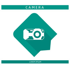 Design icon. Camera icon symbol in flat. Camera symbol design in flat with shadows. Stock vector.	