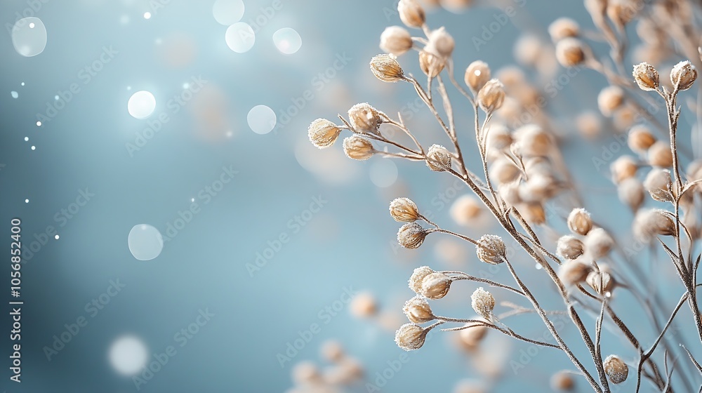 Aufkleber Delicate Dried Flowers with Soft Bokeh Background Capturing Tranquility : Generative AI