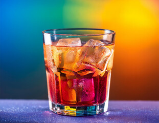 Kolorowy drink z lodem, intensywna barwa