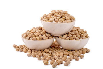 Pile of dry chickpeas isolated on white background. PNG transparent.