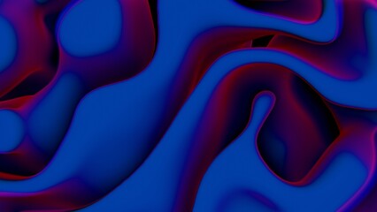 Abstract Curved Organic Shapes in Deep Blue and Neon Red Gradient