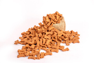 Dog biscuits isolated on white background