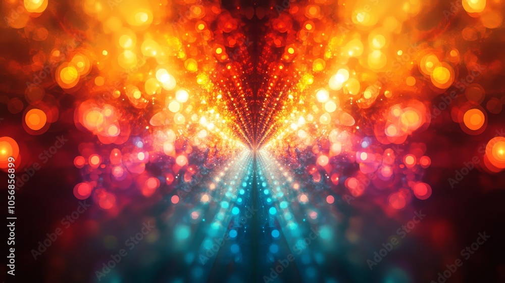 Poster abstract bokeh background with vibrant colors and a v-shaped pattern