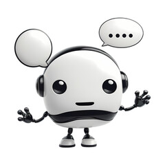 Fototapeta premium 3D Render of a Cute Robot with Large Expressive Eyes on Transparent Background