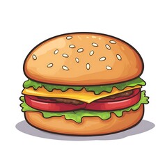 A cartoon hamburger on a white background.