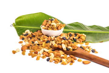 ssorted nuts on white, dry fruits, mix nuts, almond, cashew, pistachio, raisin