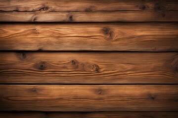 Fototapeta premium Rustic Wooden Planks: A close-up shot of aged wood planks, their rich brown tones and natural grain patterns creating a warm, inviting backdrop. The texture is visible.