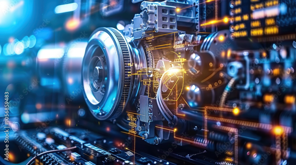 Poster high tech close up of powerful jet engine showcasing intricate details and advanced technology. vibr