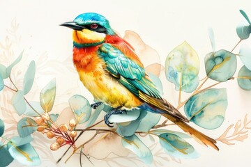 Fototapeta premium A colorful bird perched on a tree branch