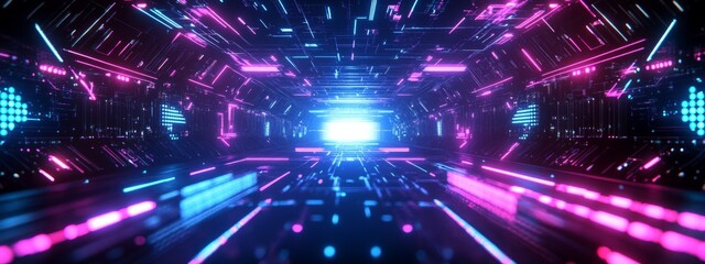 Fototapeta premium Neon Cyberpunk Tunnel