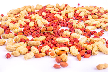 Shelled peanuts, Big peanut set isolated on white background